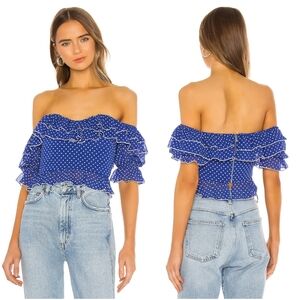 Lovers and Friends Reid Top Navy Polka Dot XS